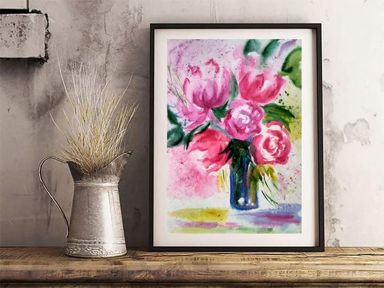 Peony Watercolor Painting