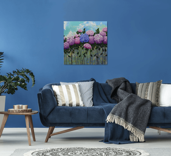 Hydrangeas Large Original Abstract Impasto Painting