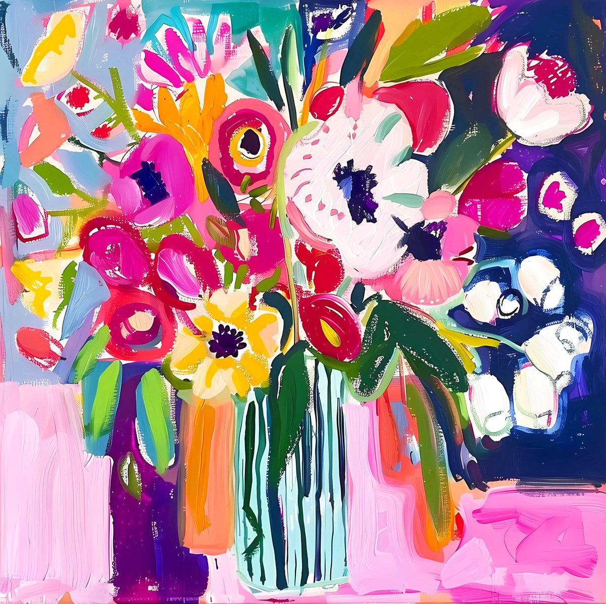 Abstract peonies and tulips by BAST