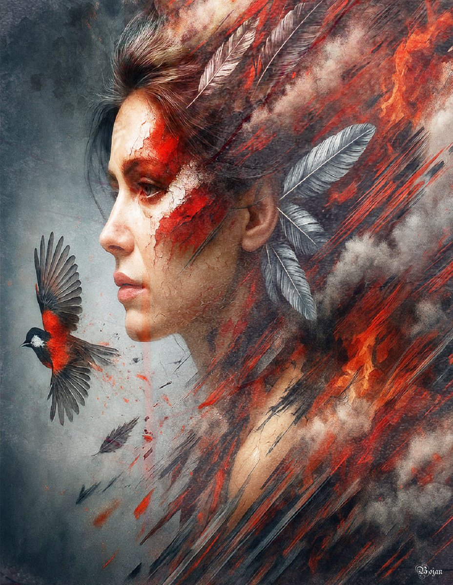 Illustrative Portrait Photograph By Bojan Jevtic, 33 X 43, Battle For Love, Original Artwork