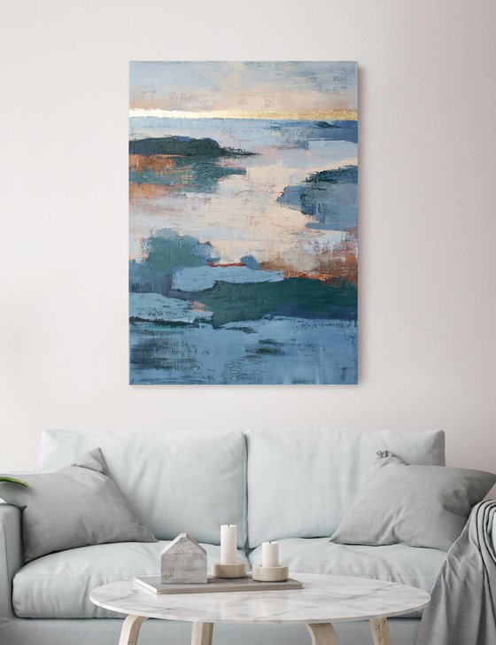 "Estuary" Blue abstract nature acrylic art