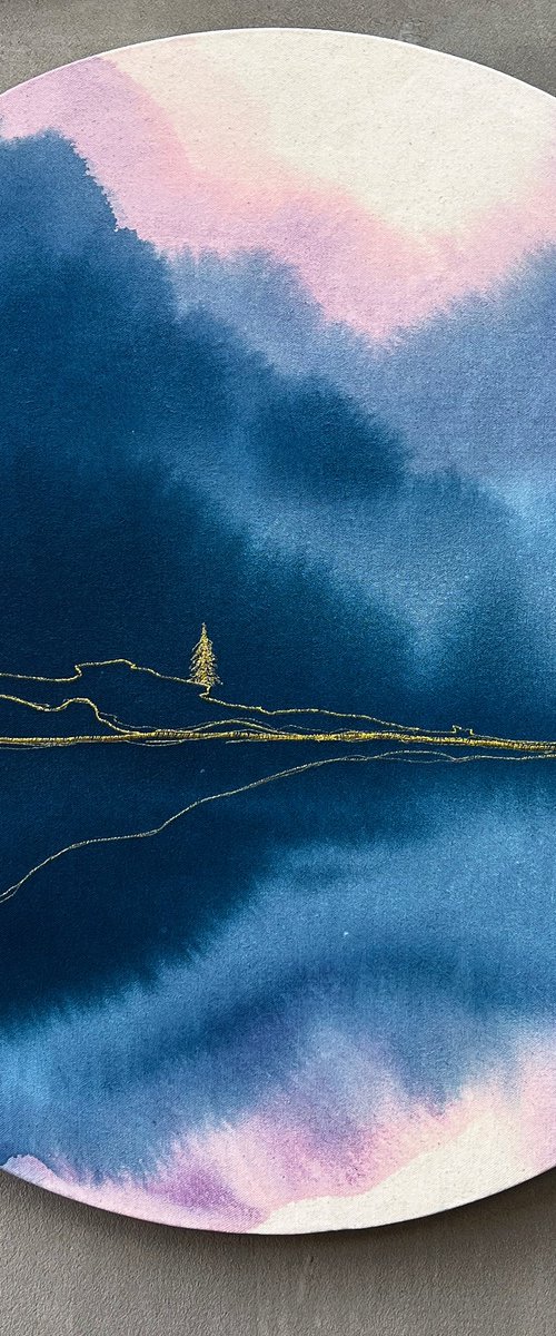 Tondo with pines by Olya Tereschuk