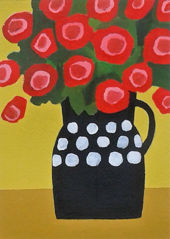 Summer Flowers in a Black Vase