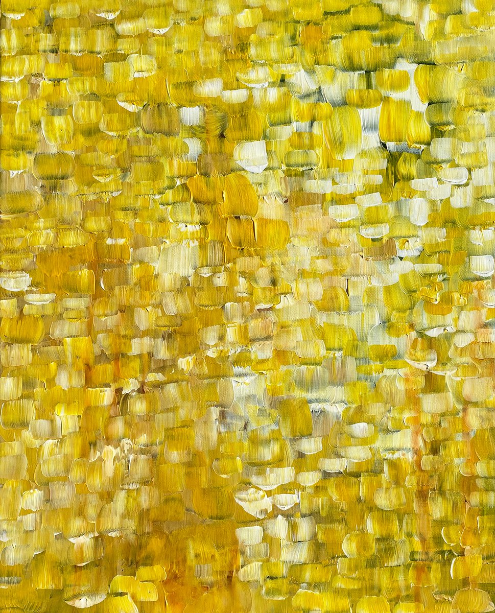 Abstract Acrylic Painting By Arti Chauhan, 16 X 20, Yellow Mosaic Ii, Original Artwork