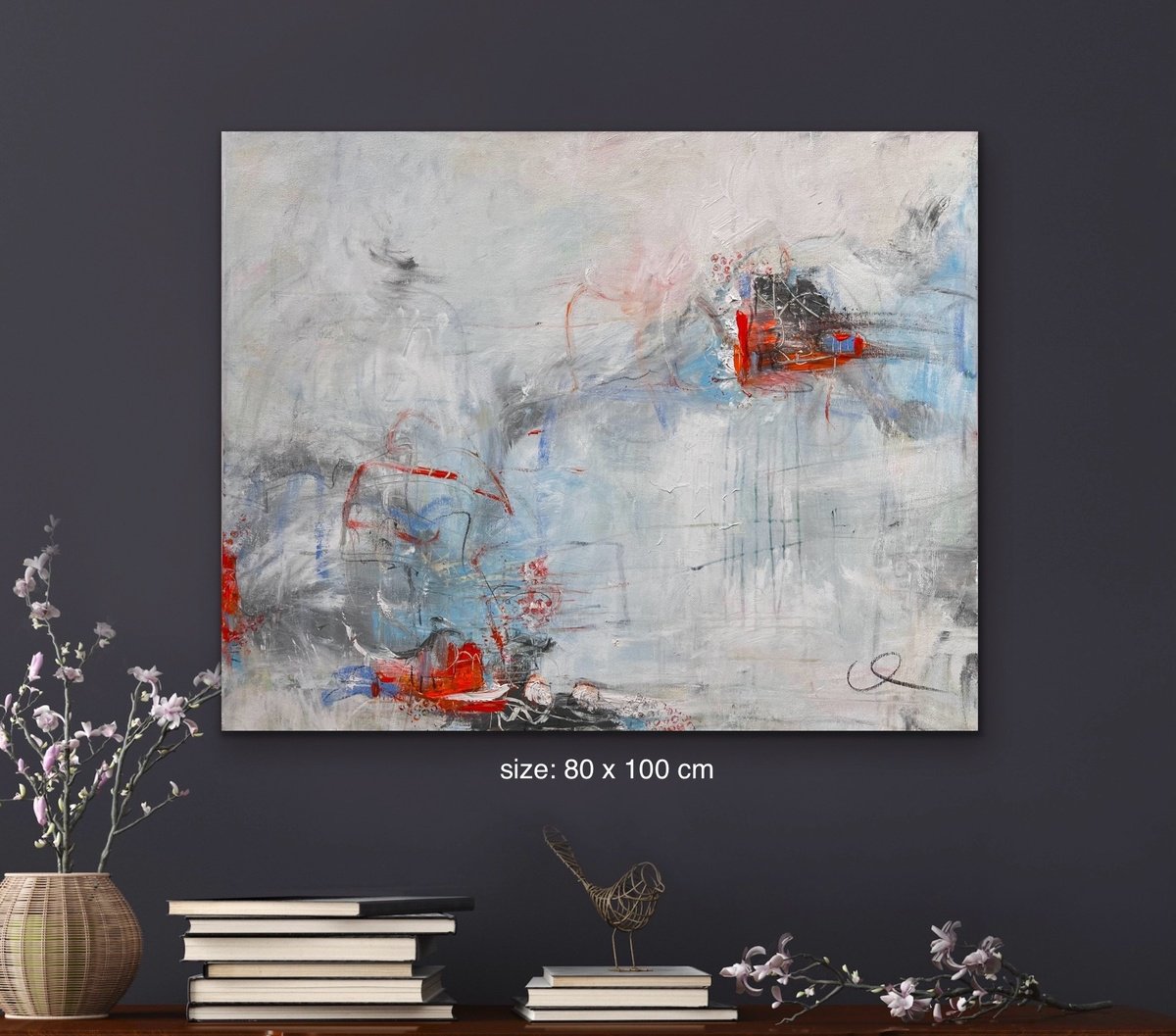 Expressive Abstract Acrylic Painting By Maria Bevilacqua-Fischer, 39 X 31", Certainty In Uncertainty Ii, Original Artwork