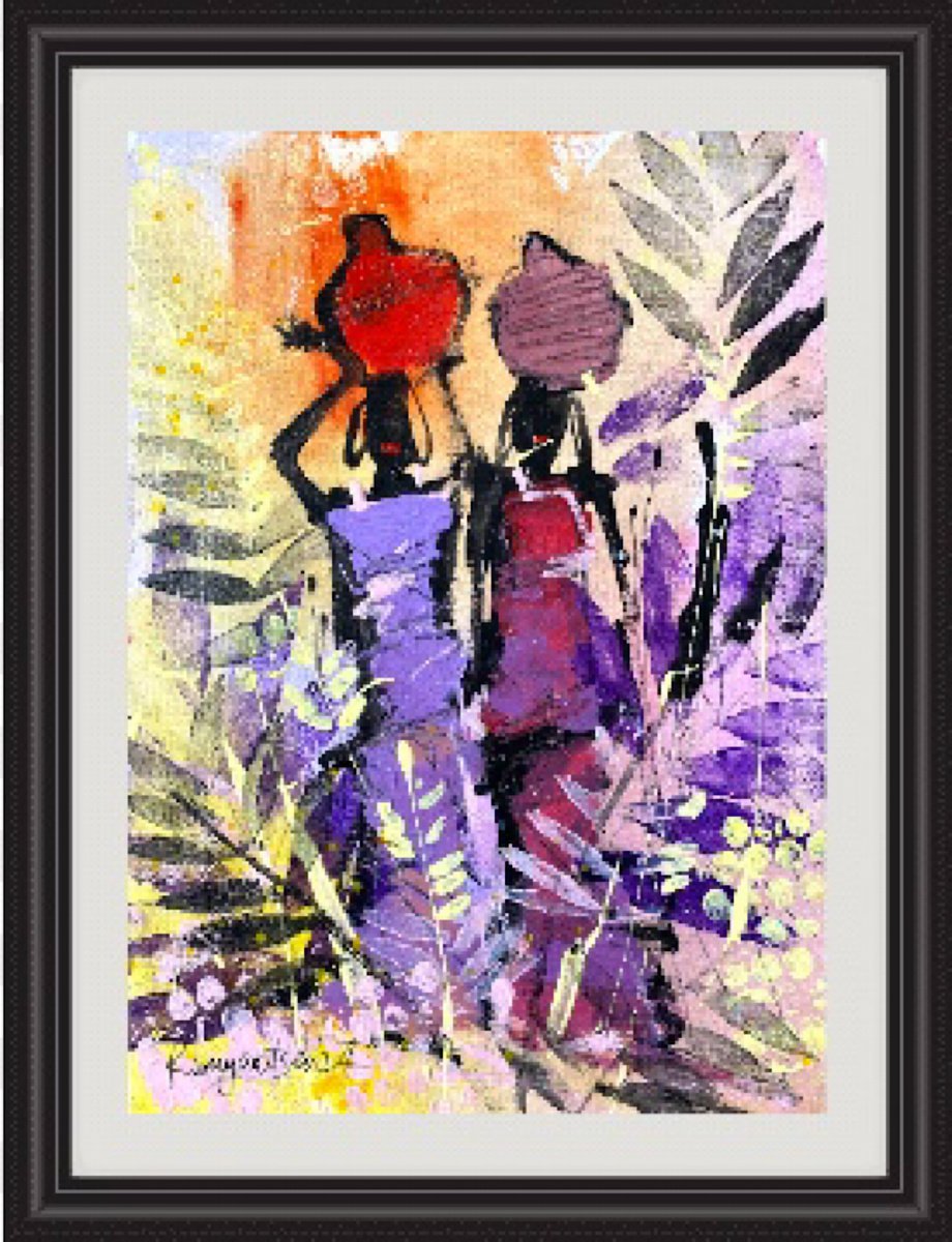 Abstract Portrait Acrylic Painting By Irina Rumyantseva, 10 X 14, Tribal Women Of Africa 4, Original Artwork