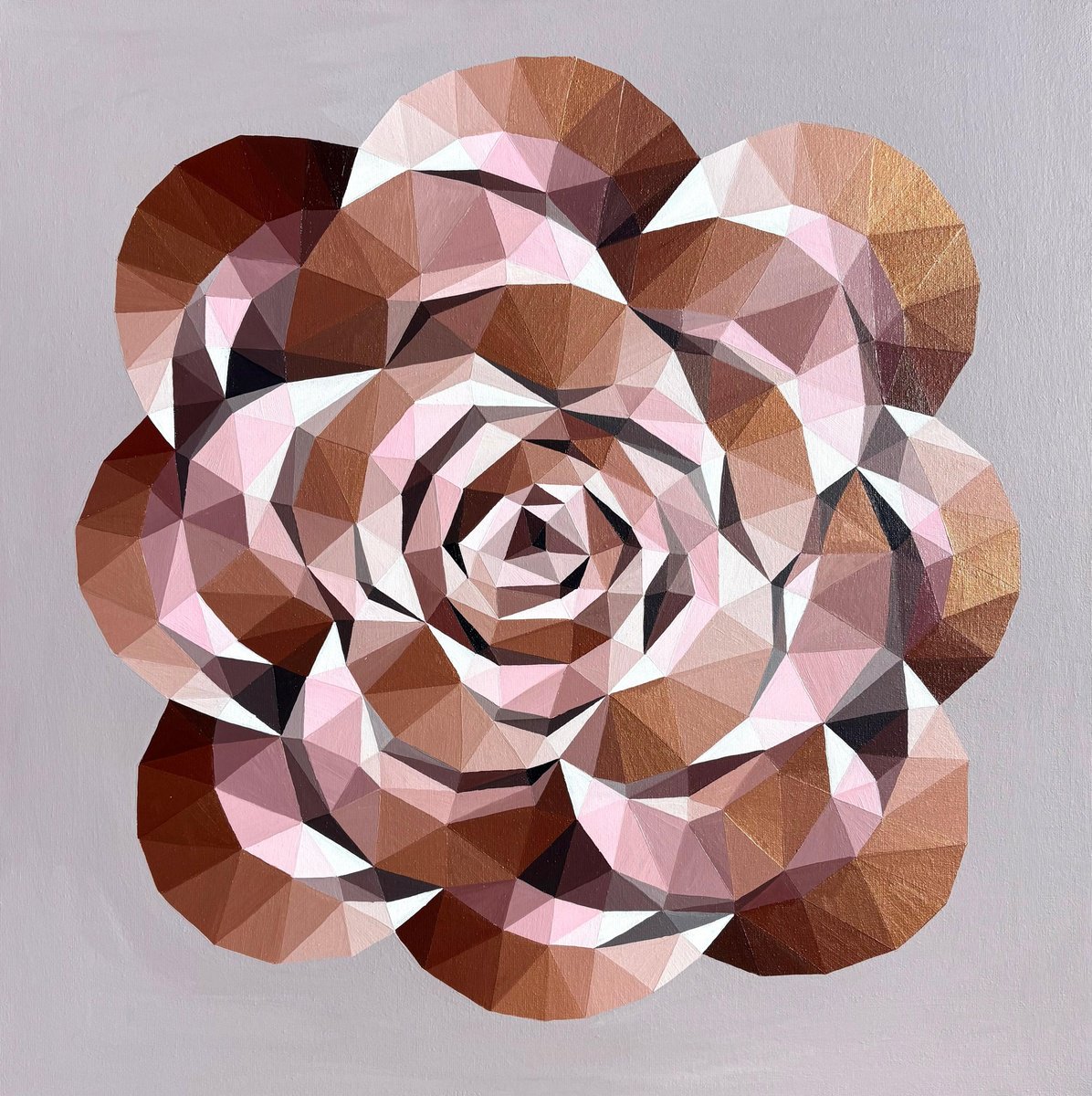 Geometric Golden Tea Rose By Maria Tuzhilkina, 24 X 24, Artwork For Sale On Artfinder