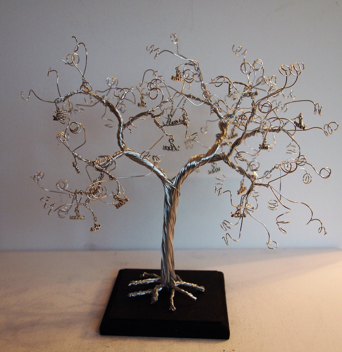 Valentines, Silver wire tree sculpture by Steph Morgan