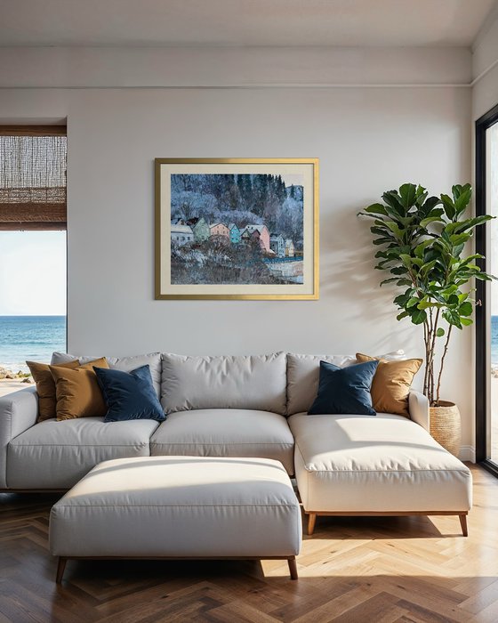 Colourful houses in the foot of the mountains