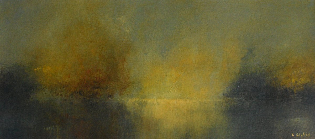 Impressionistic Landscape Acrylic Painting By Colin Slater, 15 X 9, New Day #2, Original Artwork