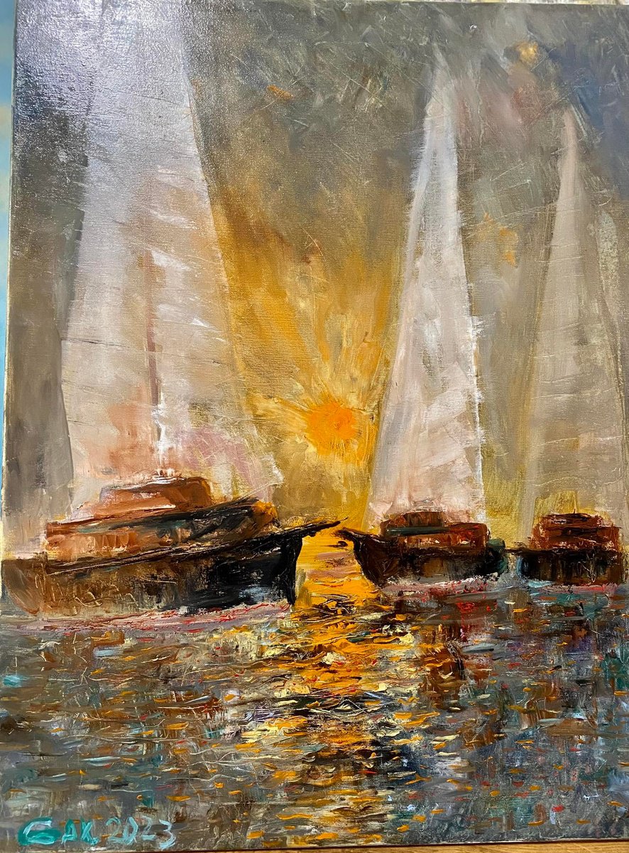 Expressive Landscape Oil Painting By Leo Baxiner, 24 X 31", Mood, Original Artwork