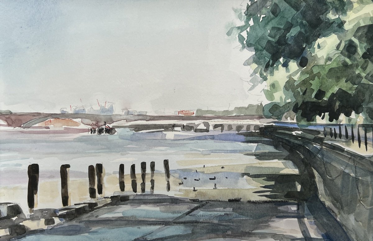 Putney Pier from the embankment by Louise Gillard