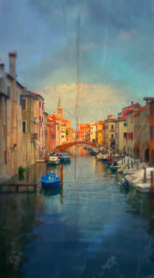 Venice sister town Chioggia in Italy - 60x80x4cm print on canvas 00703m1 READY to HANG by Kuebler