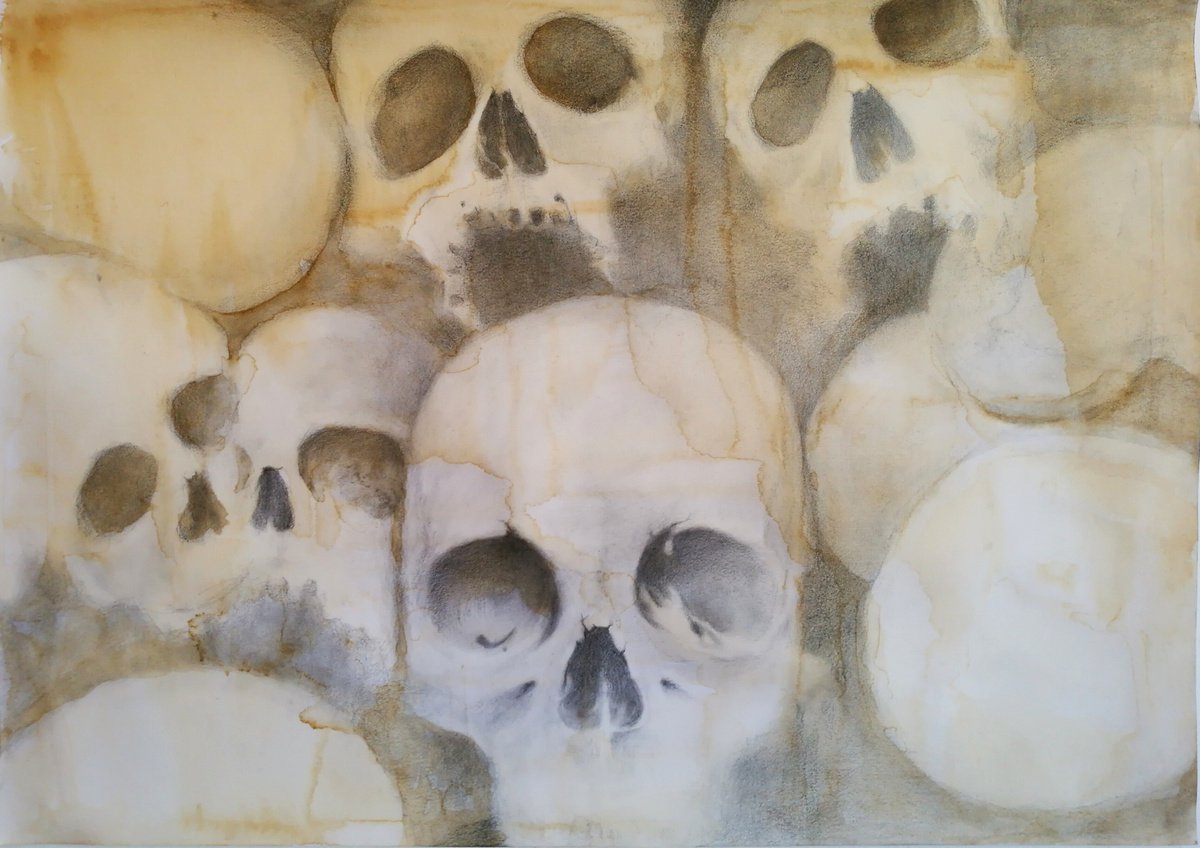 Expressive Still Life Pencil Drawing By Daniela Roughsedge, 16 X 12, Memento Mori, Original Artwork