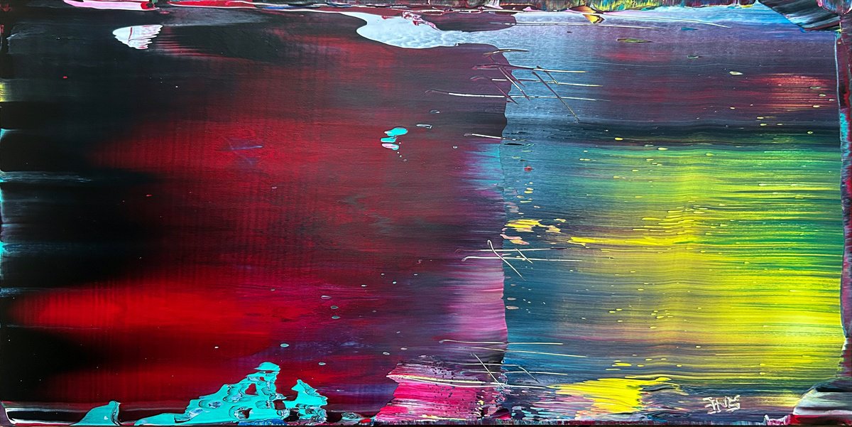 Expressive Abstract Acrylic Painting By Preston M. Smith (Pms), 24 X 12", "Have Me In Stitches", Original Artwork