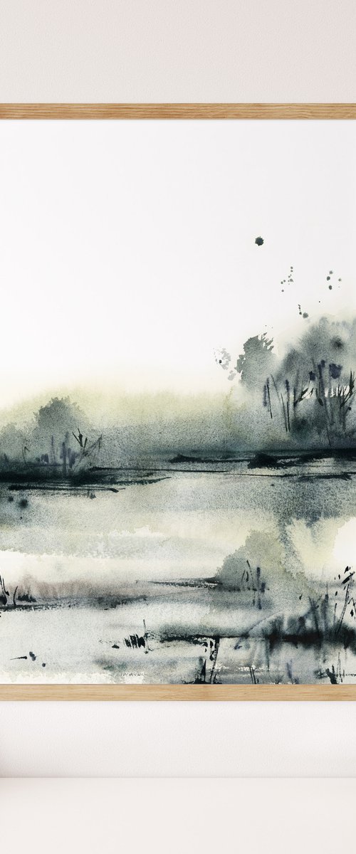 Landscape - Abstract Nature in Greenish Grey by Sophie Rodionov