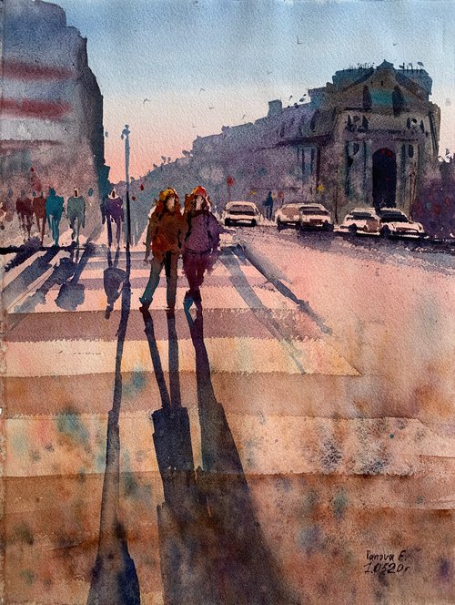 At the pedestrian crossing. by Evgenia Panova