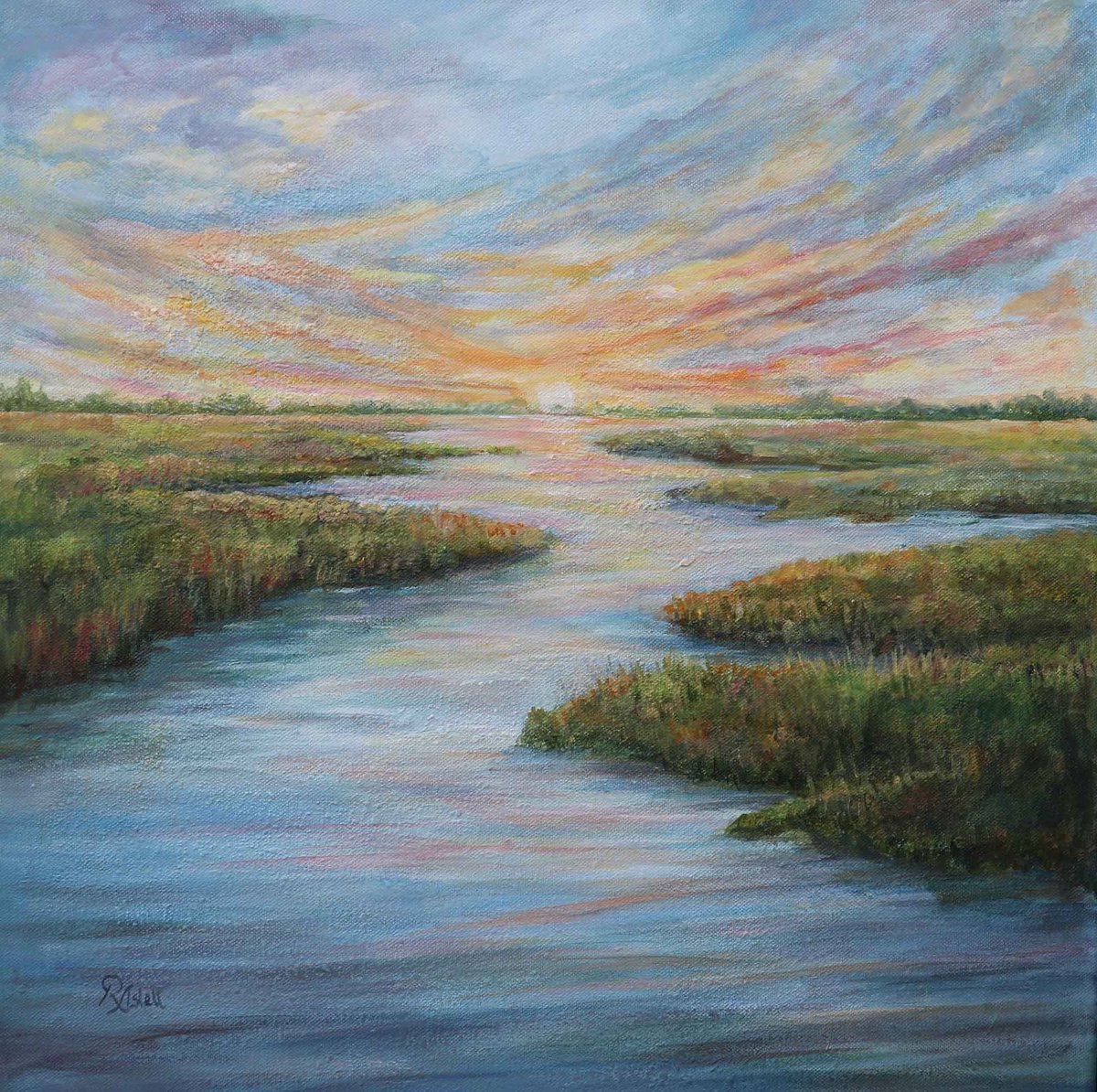 sunset marshes by Ruth Aslett