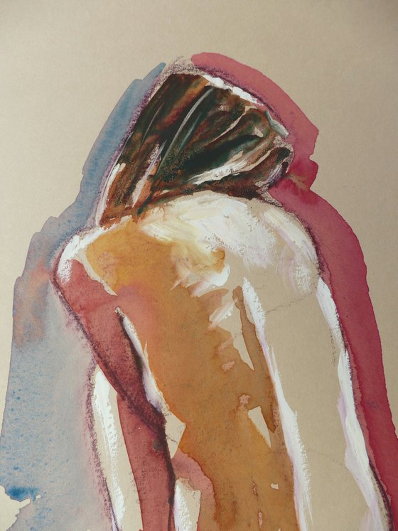 Seated female nude back study