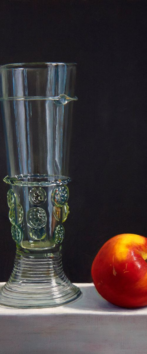 Still life with glass roemer and apple (Original Oil Painting, 100% Handmade) by Mayrig Simonjan