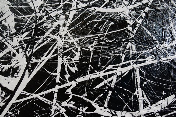 Scatter Brain Squared 150cm x 150cm Black White Textured Abstract Art