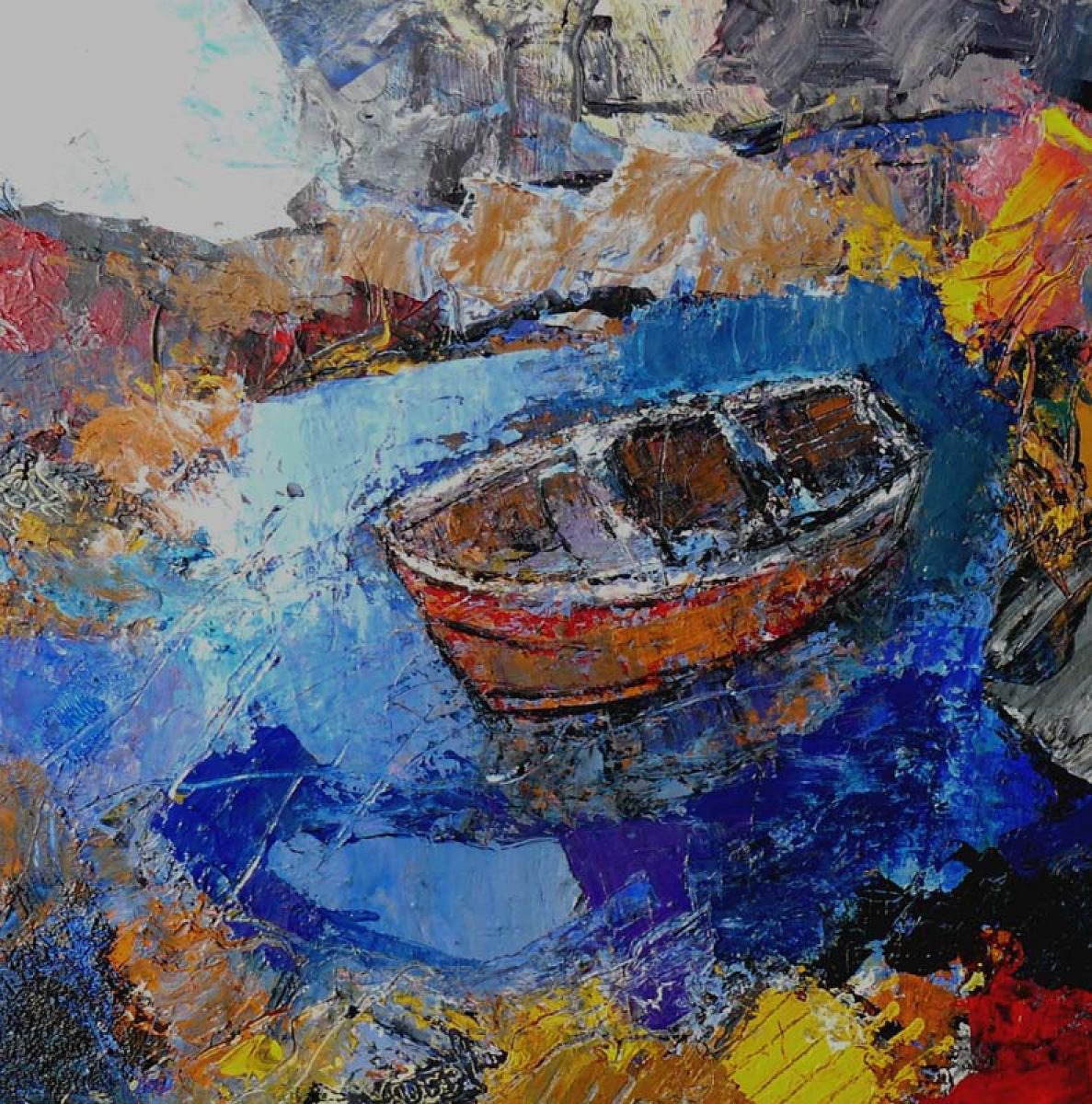 The Old Boat By Jacques Donneaud, 28 X 28, Artwork For Sale On Artfinder