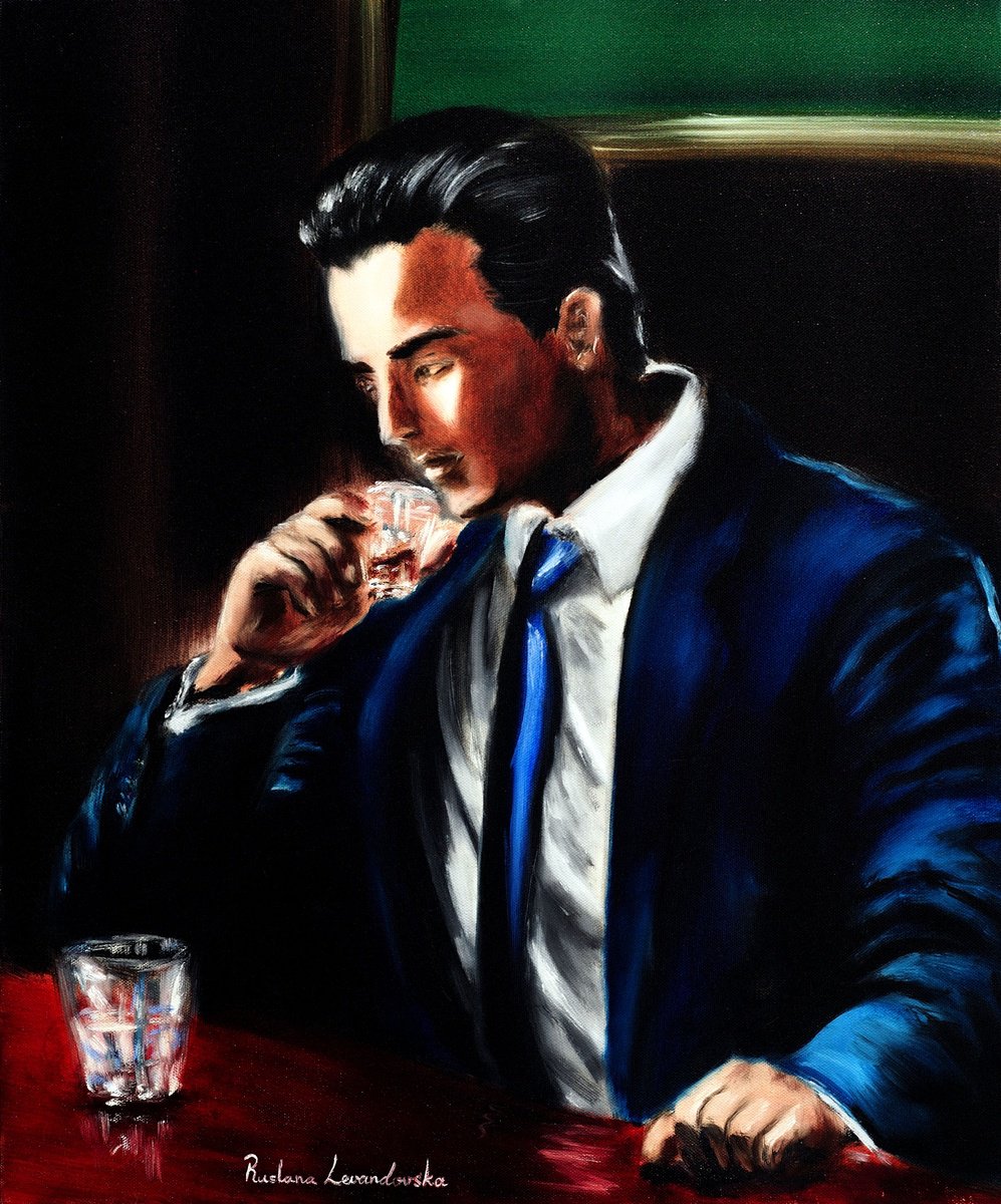 Impressionistic Portrait Oil Painting By Ruslana Levandovska, 20 X 24", Gentleman