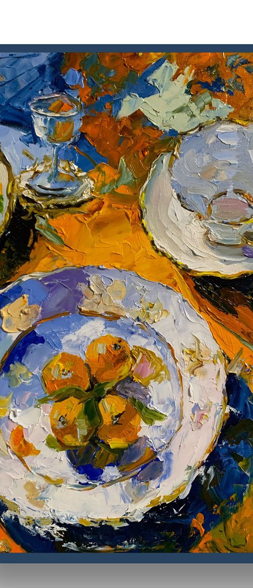 Orange still life with tangerines. by Vita Schagen