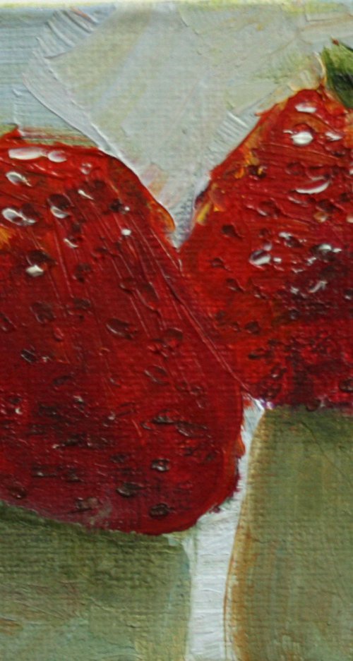 Strawberry / FROM MY A SERIES OF MINI WORKS / ORIGINAL OIL PAINTING by Salana Art Gallery