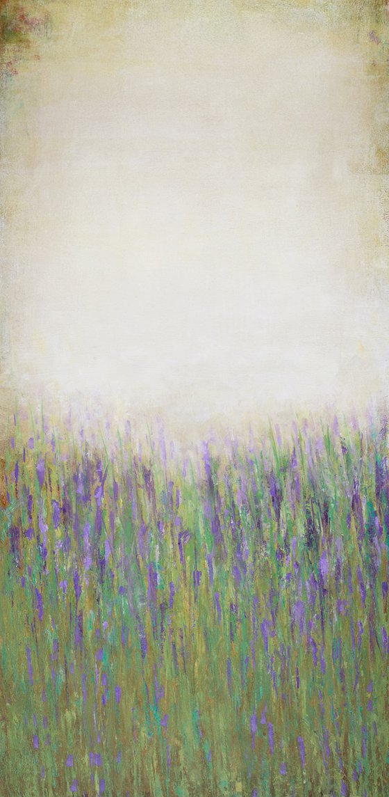 Lavender Field 220905, green and white abstract color field.