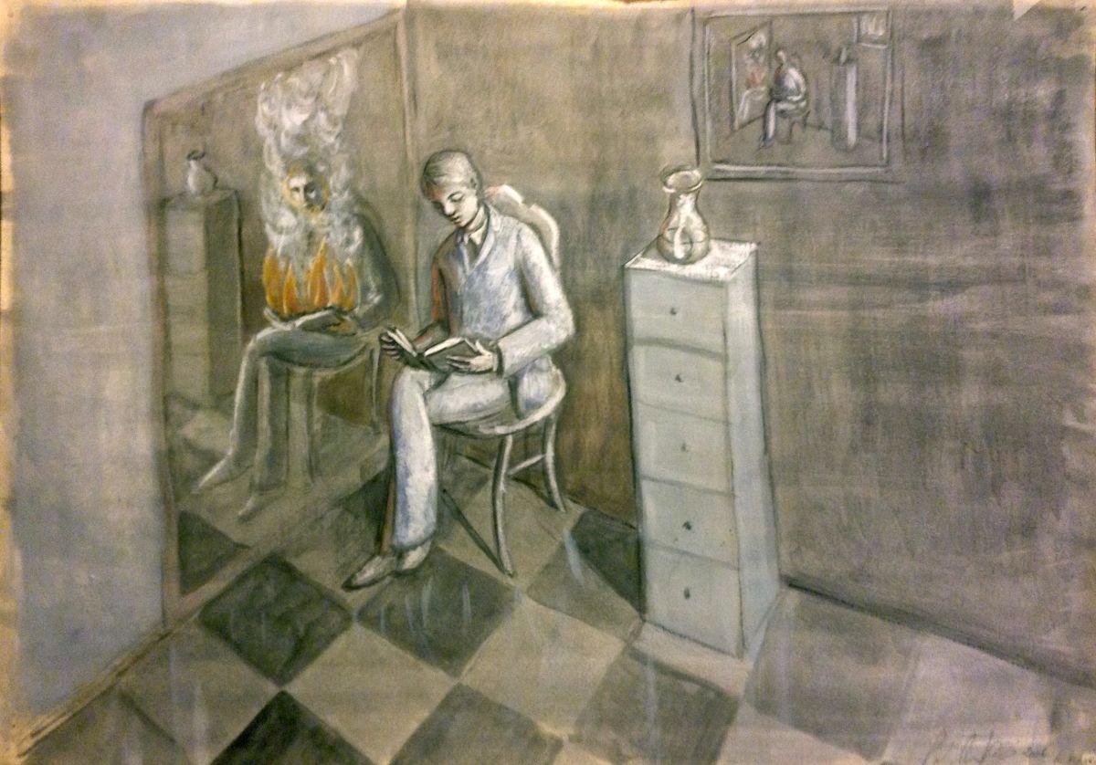 Surrealistic Painting , Fire By Paolo Beneforti, 28 X 20, Artwork For Sale On Artfinder