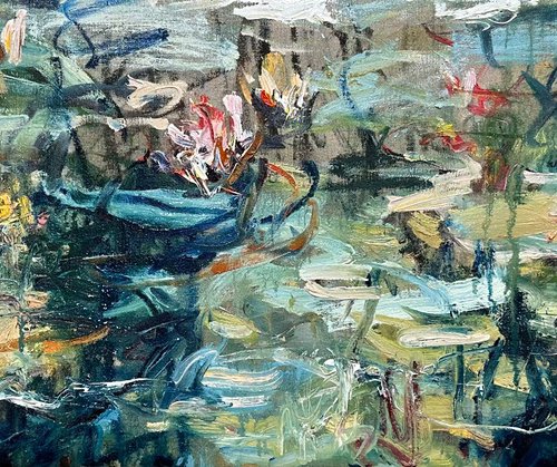 The water-lily pond. Reflections and flow. by Lilia Orlova-Holmes