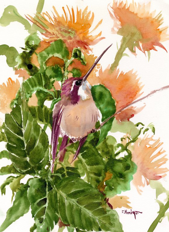 Hummingbird and Flowers