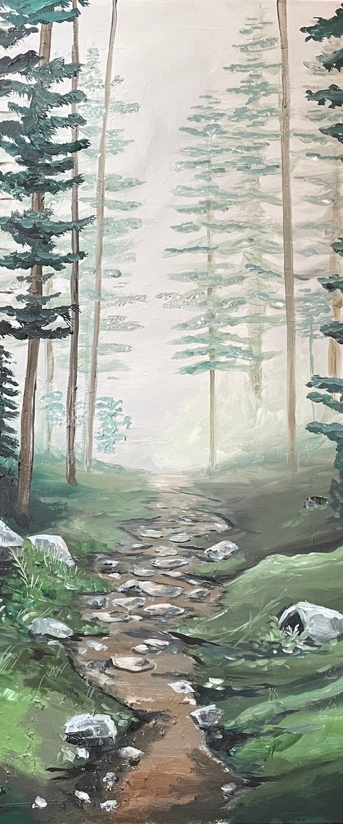 Misty Pine Trees by Aisha Haider