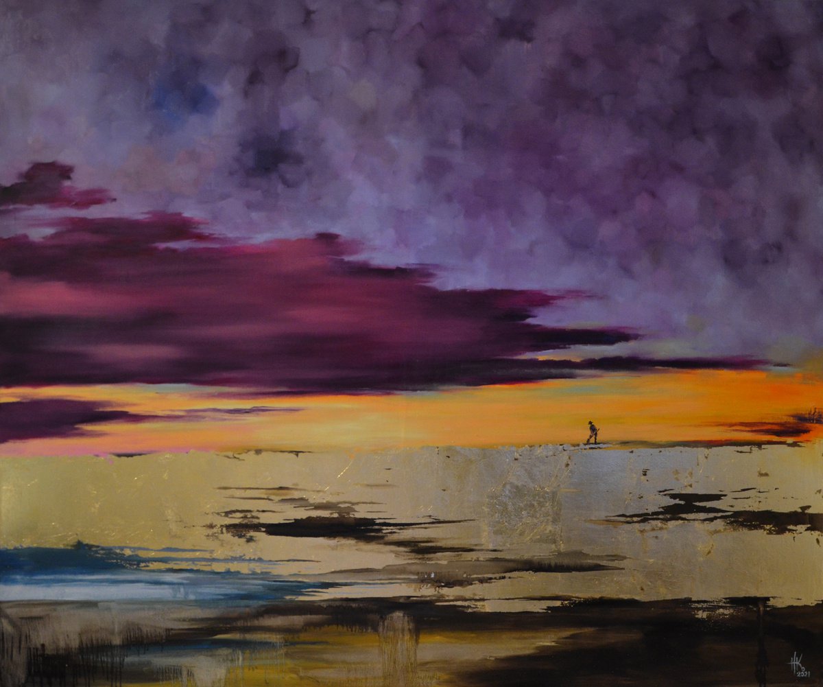 Expressive Landscape Oil Painting By Zhanna Kondratenko, 71 X 59", Digger, Original Artwork