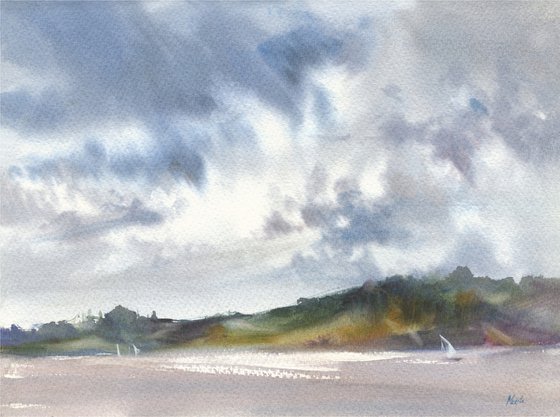 "Stormy skies on Exe river"