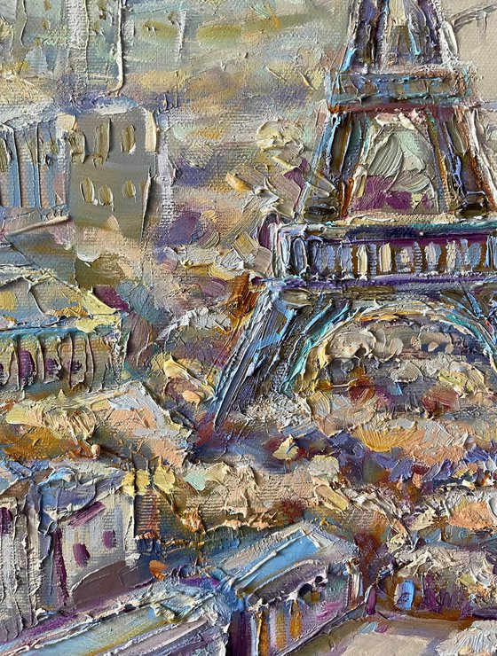 View of beautiful Paris. Original oil painting