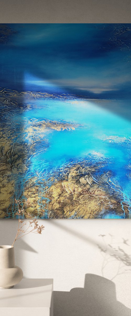 A XL large original modern semi-abstract painting "Calmness" by Vera Hoi