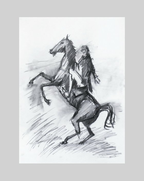 Horseman on a gray horse