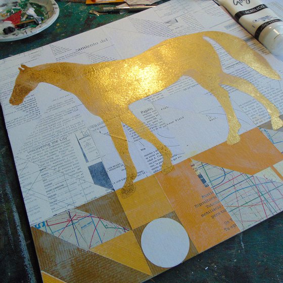 Collage_45_40x40 cm_Golden horse