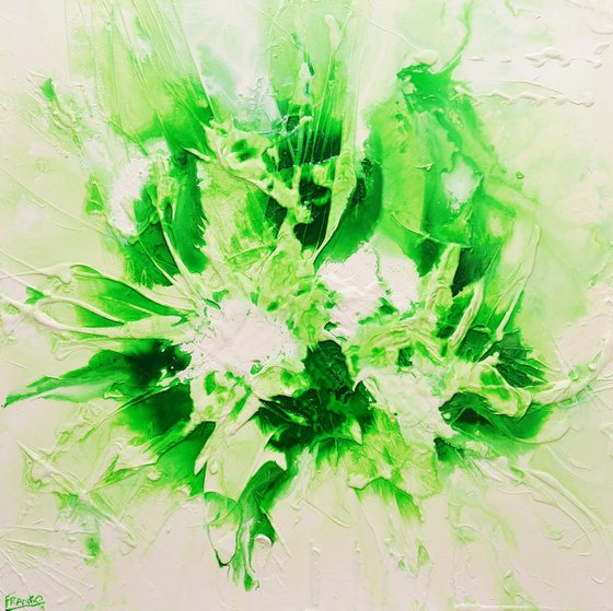 Atomic Lime 120cm x 120cm Textured Abstract Art