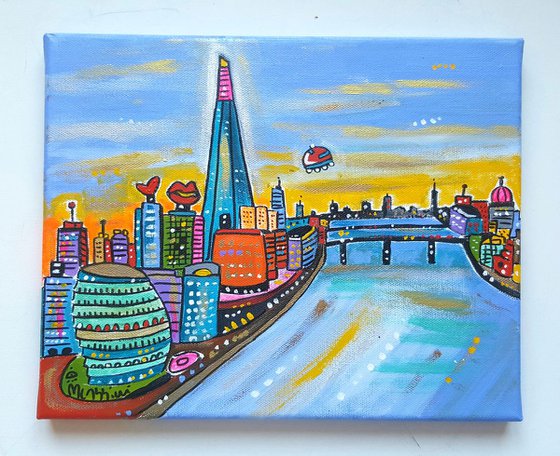 Futuristic View of London from Tower Bridge