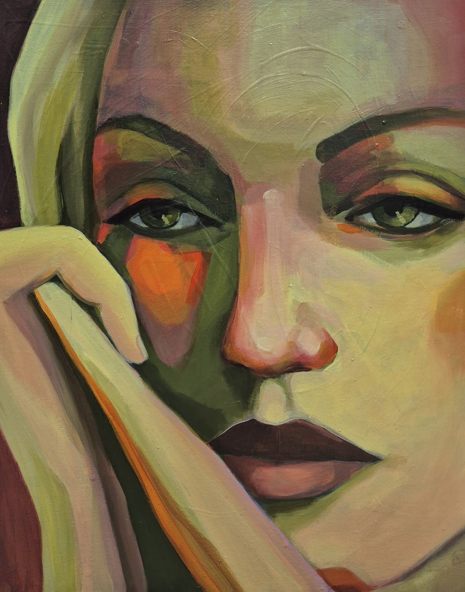 Impressionistic Portrait Acrylic Painting By Gitti Gv, 16 X 20, Untold Story 2, Original Artwork