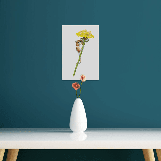 Mouse and Dandelion Flower