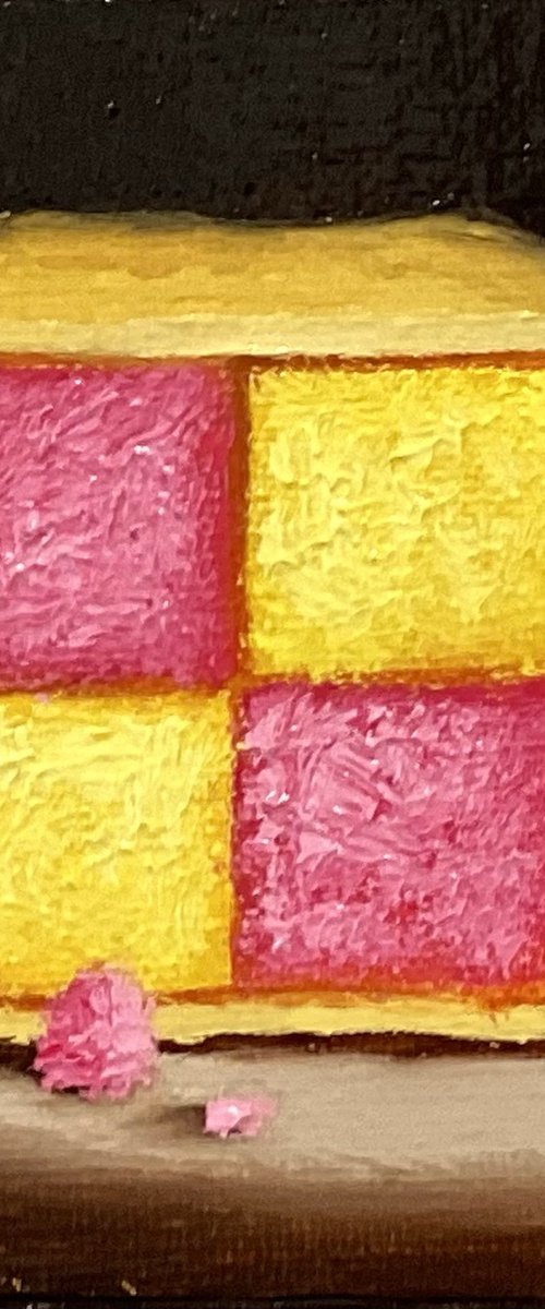 Little Battenberg cake slice by Jane Palmer Art