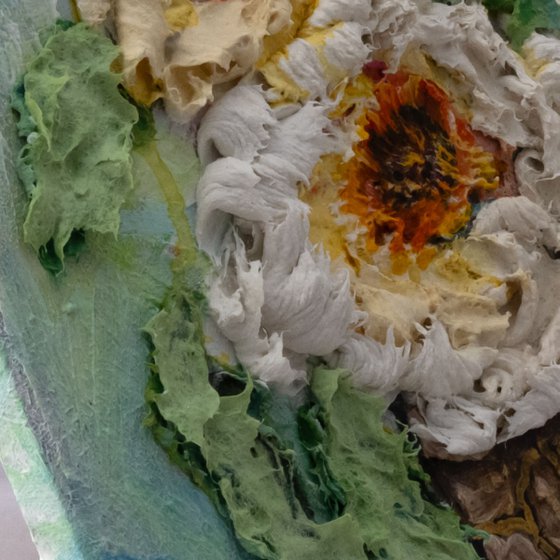 Golden Floral Relief 3D