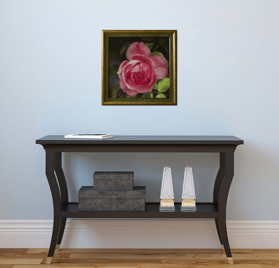 "Margo"  rose flower pink  realism liGHt original painting   GIFT (2018)