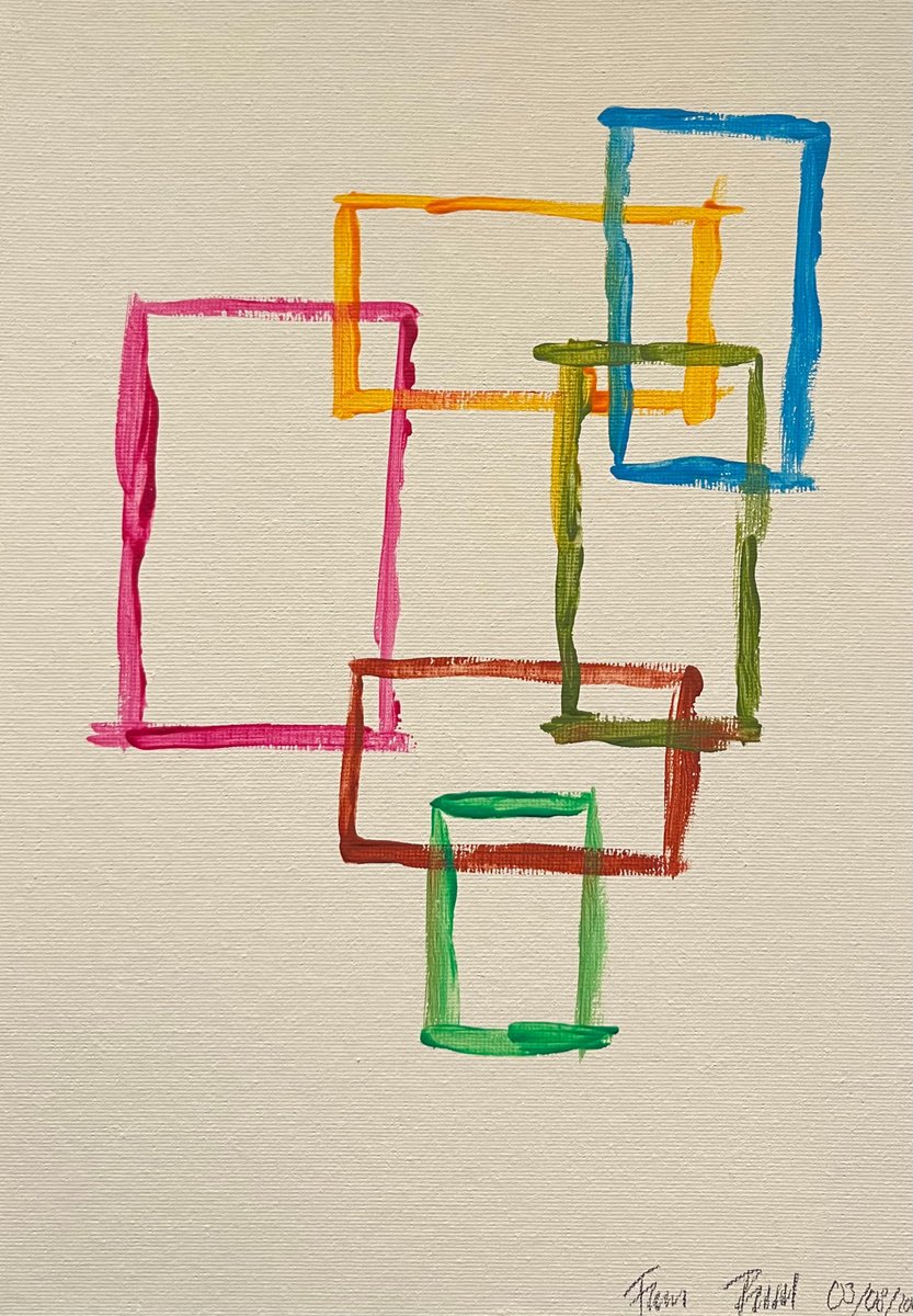 Geometric Abstract Acrylic Painting By Franz Friedel, 8 X 12, Boundaries Vi, Original Artwork