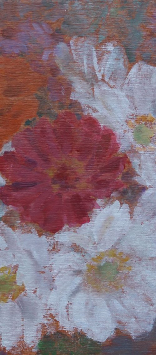 Summer Flowers 2014, acrylic on wood, 17 x 18 cm by Alenka Koderman