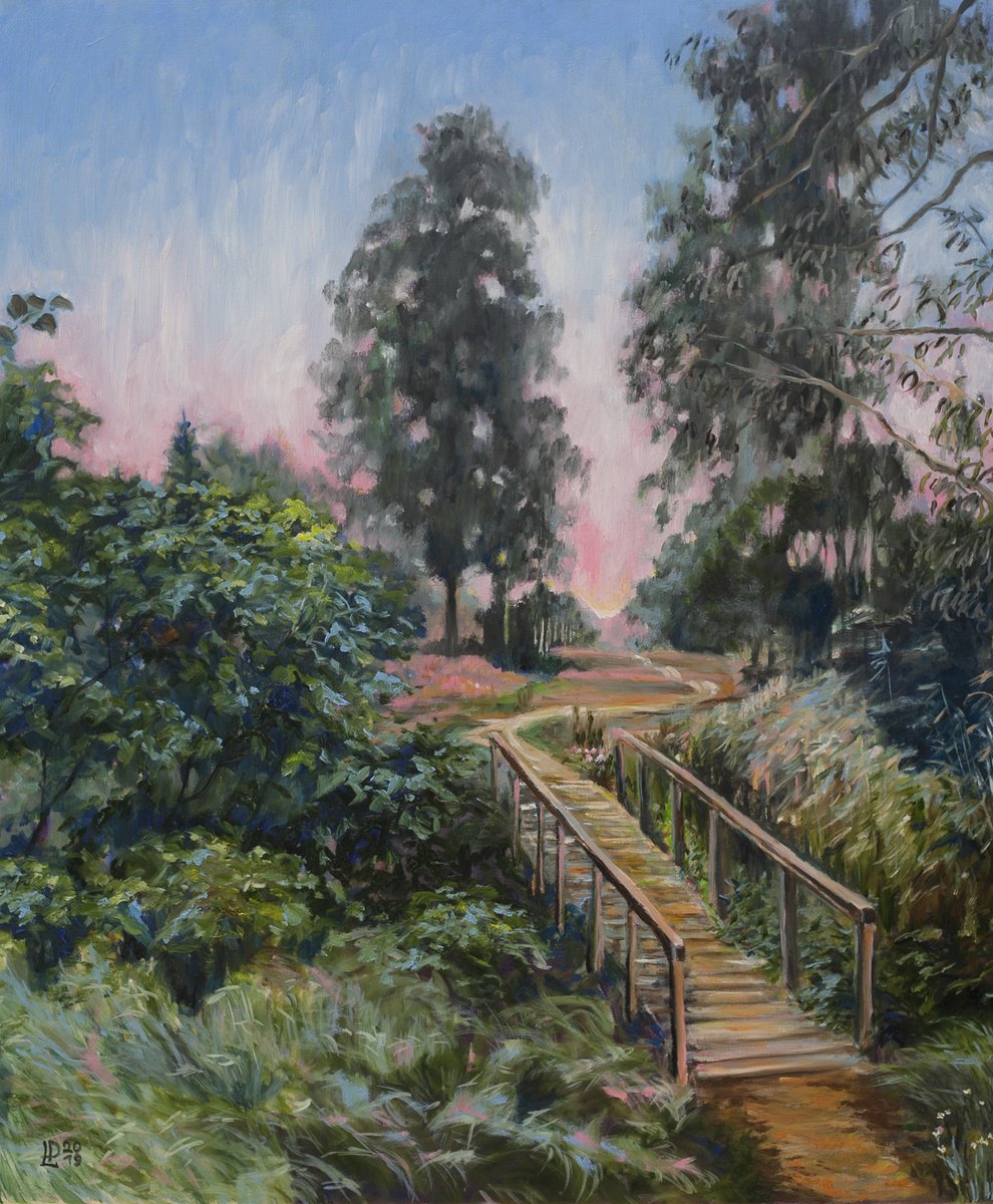 Impressionistic Landscape Oil Painting By Liudmila Pisliakova, 20 X 24", Good Morning, Original Artwork